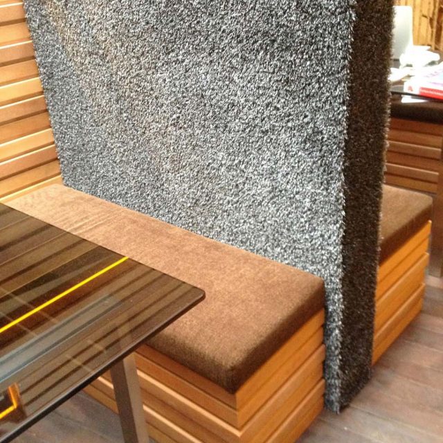 Bench Wrapped in Coloured Rug