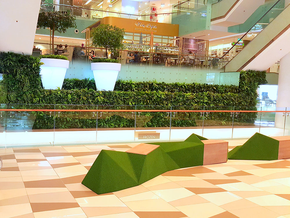 Artificial vertical garden at Claymore Connect lobby