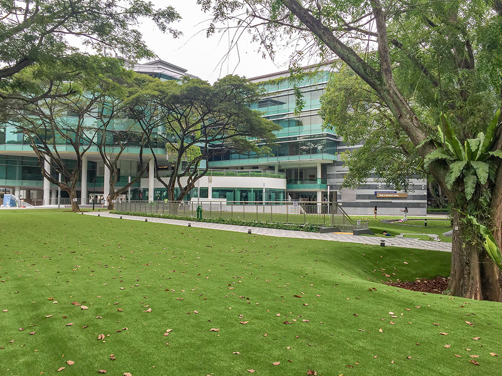 Outdoor artificial grass flooring for SMU